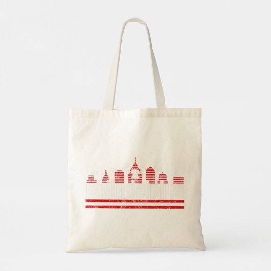  RETRO PHILLY SKYLINE RED WHITE EN BLAUW PH TOTE BAG (Achterkant)