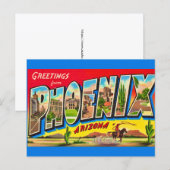 Retro Phoenix Arizona Postcard Briefkaart (Voorkant / Achterkant)