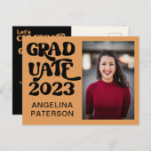 Retro Photo Black & Terracotta Afstuderen Party Uitnodiging Briefkaart (Voorkant / Achterkant)