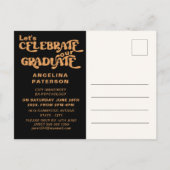 Retro Photo Black & Terracotta Afstuderen Party Uitnodiging Briefkaart (Achterkant)