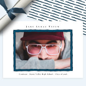 Retro Photo Blue Frame Graduation High School Aankondiging