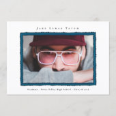 Retro Photo Blue Frame Graduation High School Aankondiging (Voorkant)