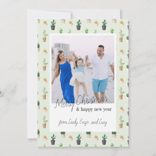 Retro Photo Cactus Desert-kerstkaarten Feestdagenkaart (Voorkant)