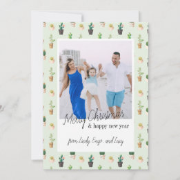 Retro Photo Cactus Desert-kerstkaarten Feestdagenkaart