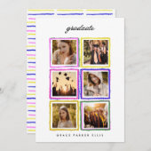 Retro Photo Collage Frames Graduation High School Aankondiging (Voorkant / Achterkant)