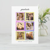 Retro Photo Collage Frames Graduation High School Aankondiging (Staand voorkant)