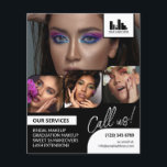 Retro Photo Collage Logo QR Makeup Promotional Flyer<br><div class="desc">Dubbelzijdige flyer voor een make-up artiest, nagelartiest, haarstylist of soortgelijk beroep waar je je werk moet laten zien in een retro fotocollage met zwarte en witte achtergronden en tekst. Personaliseer met je logo en op de achterkant een extra foto en je QR code met je social media handvat. Retro fotocollage...</div>