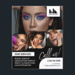 Retro Photo Collage Logo QR Makeup Promotional Flyer<br><div class="desc">Dubbelzijdige flyer voor een make-up artiest, nagelartiest, haarstylist of soortgelijk beroep waar je je werk moet laten zien in een retro fotocollage met zwarte en witte achtergronden en tekst. Personaliseer met je logo en op de achterkant een extra foto en je QR code met je social media handvat. Retro fotocollage...</div>