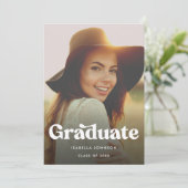 Retro Photo Graduation Party Invitation Kaart (Staand voorkant)