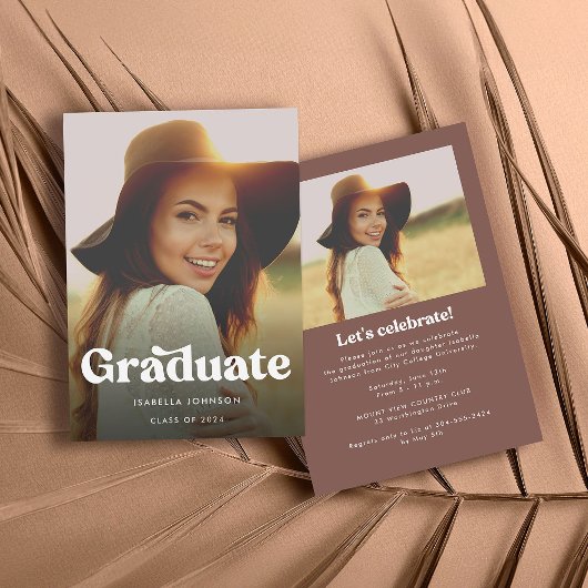 Retro Photo Graduation Party Invitation Kaart