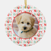 Retro Photo Merry and Bright Christmas Keramisch Ornament (Voorkant)