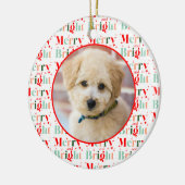 Retro Photo Merry and Bright Christmas Keramisch Ornament (Links)