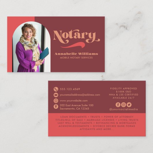 Retro Photo Notional Loan Signing Agent Visitekaartje (Voorkant / Achterkant)