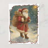 Retro Photo Santa Custom Address Classic Christmas Feestdagenkaart (Voorkant)