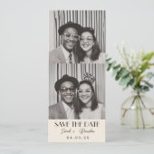 Retro Photobooth Typografie Arcode Sla de datum op Kaart (Staand voorkant)