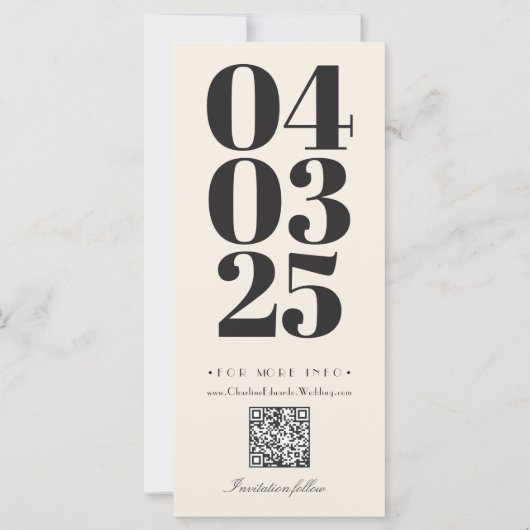 Retro Photobooth Typography Qrcode Save the Date I (Achterkant)