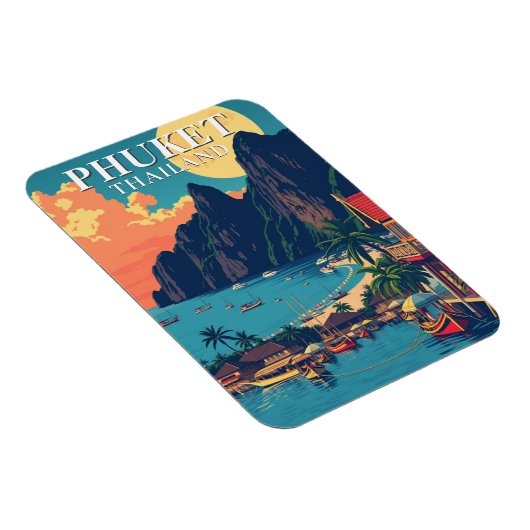 Retro Phuket Thailand Beach Reizen Magneet (Rechterzijde)