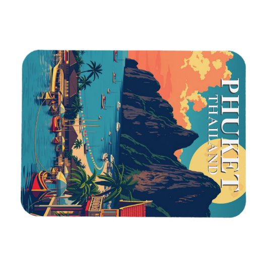 Retro Phuket Thailand Beach Reizen Magneet (Horizontaal)
