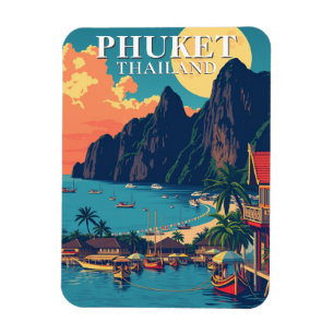 Retro Phuket Thailand Beach Reizen Magneet