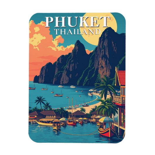 Retro Phuket Thailand Beach Reizen Magneet (Verticaal)