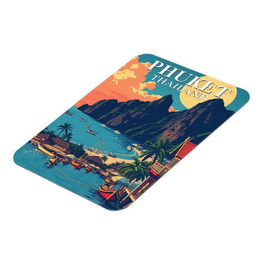 Retro Phuket Thailand Beach Reizen Magneet (Linkerzijde)