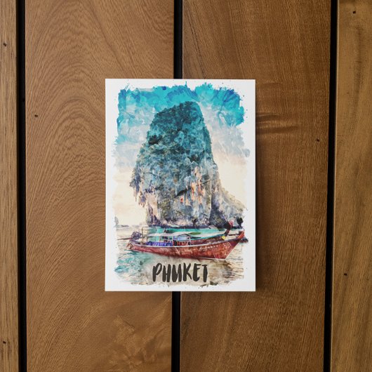 Retro Phuket Thailand strandschilderij Briefkaart