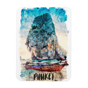 Retro Phuket Thailand strandschilderij Magneet