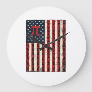 Retro Pi Amerikaanse Vlag Wiskundeleraar T-shirt O Grote Klok