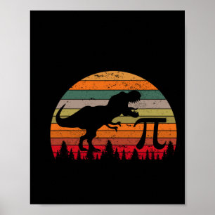Retro Pi-dag 3.14 Dinosaur Grappige Pi-dag Wiskund Poster