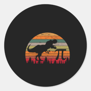 Retro Pi-dag 3.14 Dinosaur Grappige Pi-dag Wiskund Ronde Sticker