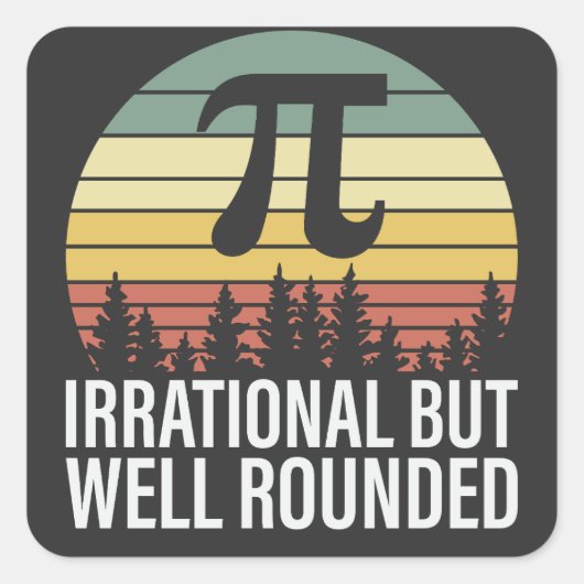 Retro Pi Day - Irrationeel maar goed afgerond Vierkante Sticker (Voorkant)