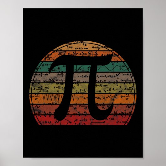 Retro Pi Symbool Sunset Gift Wiskunde Vergelijking Poster (Voorkant)