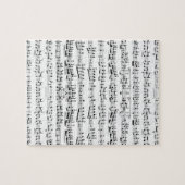 Retro Pianbladpatroon Muzieknoten Legpuzzel (Horizontaal)