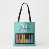 Retro Piano Monogram Naam Gepersonaliseerd Tote Bag (Voorkant)