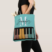 Retro Piano Monogram Naam Gepersonaliseerd Tote Bag (Dichtbij)
