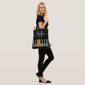 Retro Piano Monogram Naam Gepersonaliseerd Tote Bag (Op model)