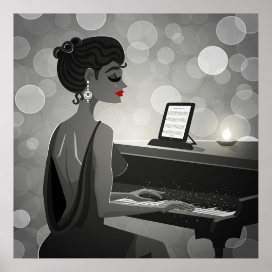 Retro Piano Player Poster (Voorkant)