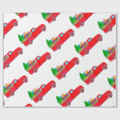 Retro pick-up met kerstcadeaus cadeaupapier (Vlak)