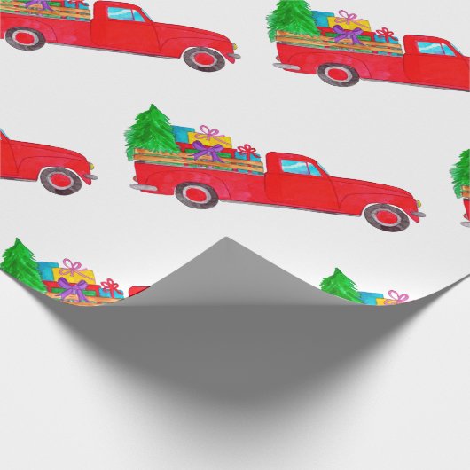 Retro pick-up met kerstcadeaus cadeaupapier (Hoek)