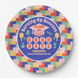 Retro Pickleball Afstudeerfeest Papieren Bordje