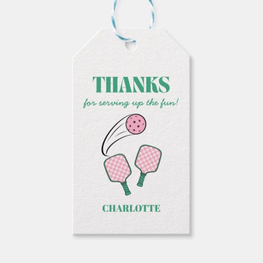 Retro Pickleball Birthday Thank You Cadeaulabel (Voorkant)