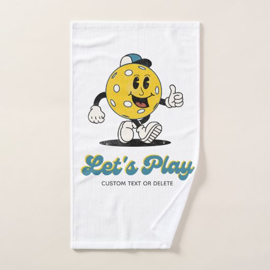 Retro Pickleball Cartoon Mascotte Gepersonaliseerd Handdoek (Handdoek)