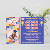 Retro Pickleball Graduation Party Foto Kaart (Staand voorkant)