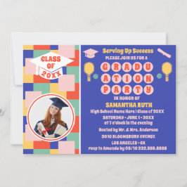 Retro Pickleball Graduation Party Foto Kaart