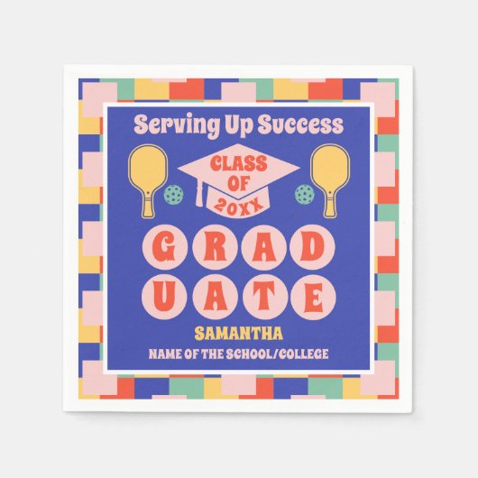 Retro Pickleball Graduation Party servetten (Voorkant)
