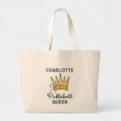 Retro Pickleball Koningin Roze Monogram Grote Tote Bag (Voorkant)