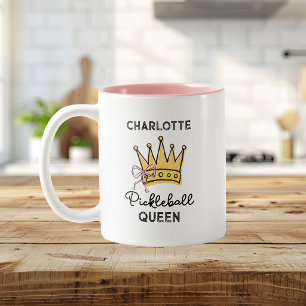 Retro Pickleball Koningin Roze Persoonlijk Voor Vr Tweekleurige Koffiemok