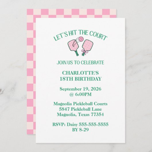 Retro Pickleball Laten we de verjaardag van de rec Kaart (Voorkant / Achterkant)