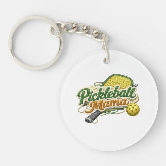 Retro Pickleball Mama Sleutelhanger Moederdag  (Voorkant)