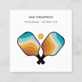 Retro Pickleball Paddle Ball Pickleball Instructeu Vierkante Visitekaartje (Voorkant)
